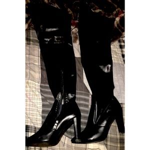 Black thigh high high heel boots
